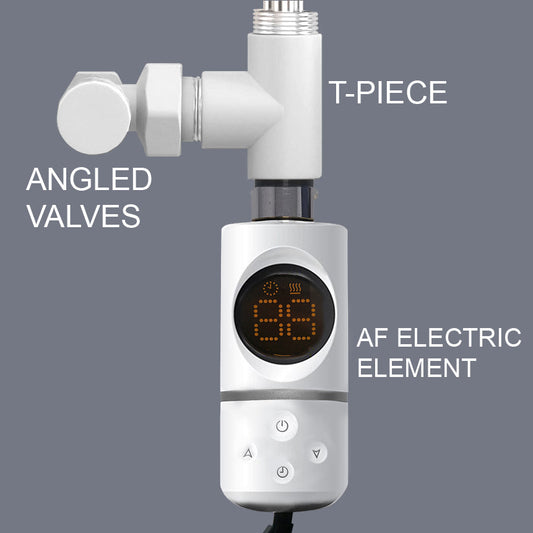 AF Type Dual Fuel Kit Thermostatic Towel Rail Electric Heating Immersion Element In White 