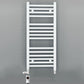 Dual Fuel 550 x 800mm Straight White Heated Towel Rail - (incl. Valves + Electric Heating Kit)