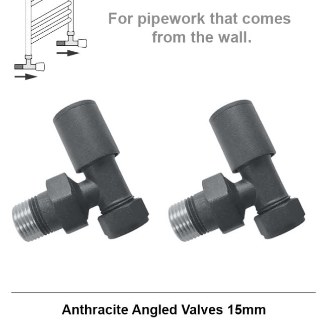 Modern Anthracite Angled Radiator Valves 15mm Pair