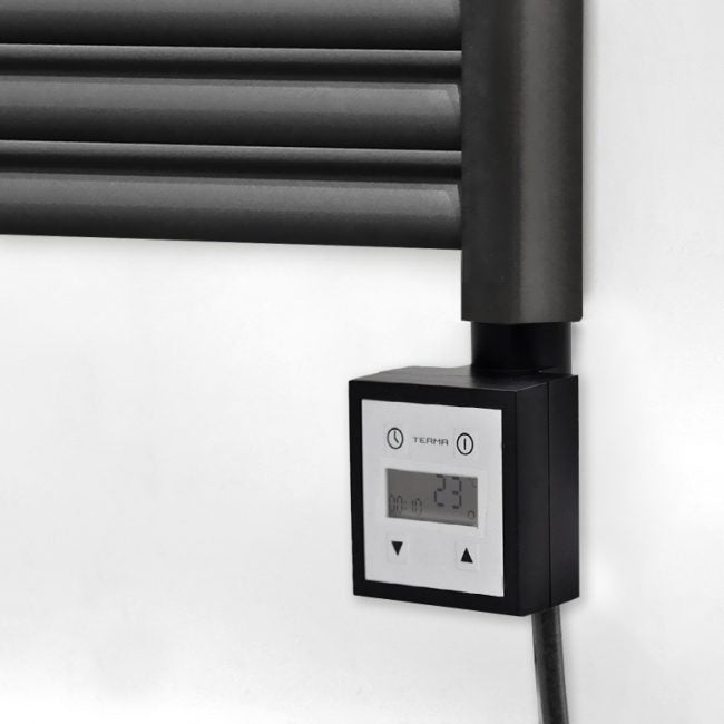 500mm Wide - 1200mm High Electric Accuro Korle Matt Black Designer Heated Towel Rail Radiator
