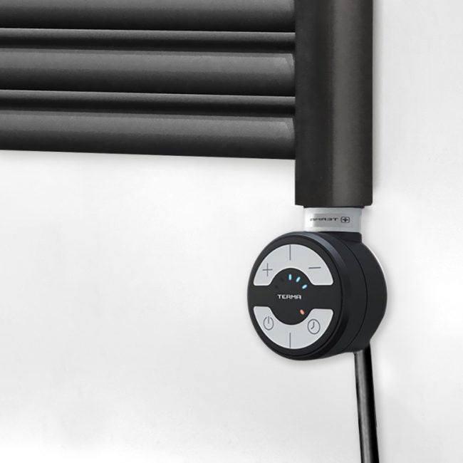 500mm Wide - 1200mm High Electric Accuro Korle Matt Black Designer Heated Towel Rail Radiator
