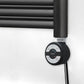 300mm Wide - 1600mm High Accuro Korle Matt Black Electric Heated Towel Rail Radiator 