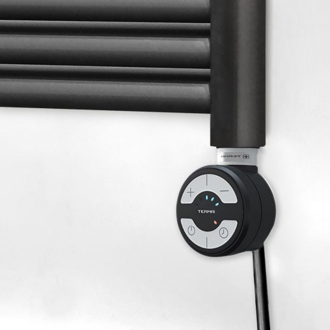  500mm Wide - 1000mm High Electric Accuro Korle Matt Black Designer Heated Towel Rail Radiator