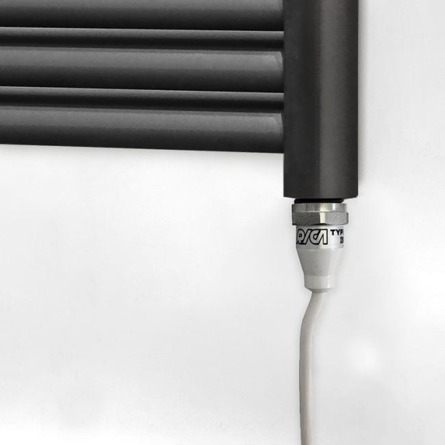 500mm Wide - 1600mm High Electric Accuro Korle Matt Black Designer Heated Towel Rail Radiator
