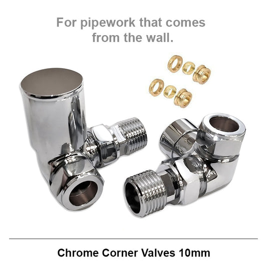 Chrome Round Corner Radiator Valves 10mm Pair
