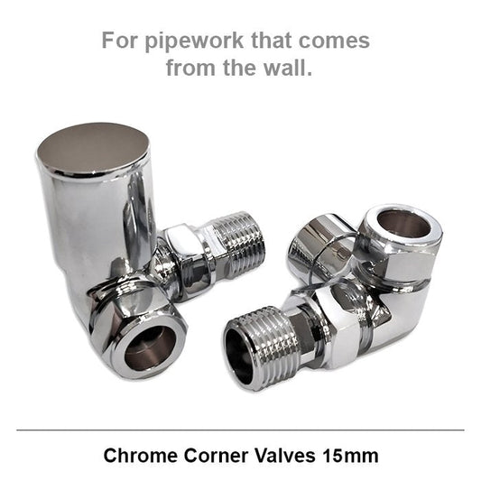 Chrome Round Corner Radiator Valves 15mm Pair