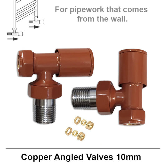 Angled Copper Look Radiator Valves 10mm Pair