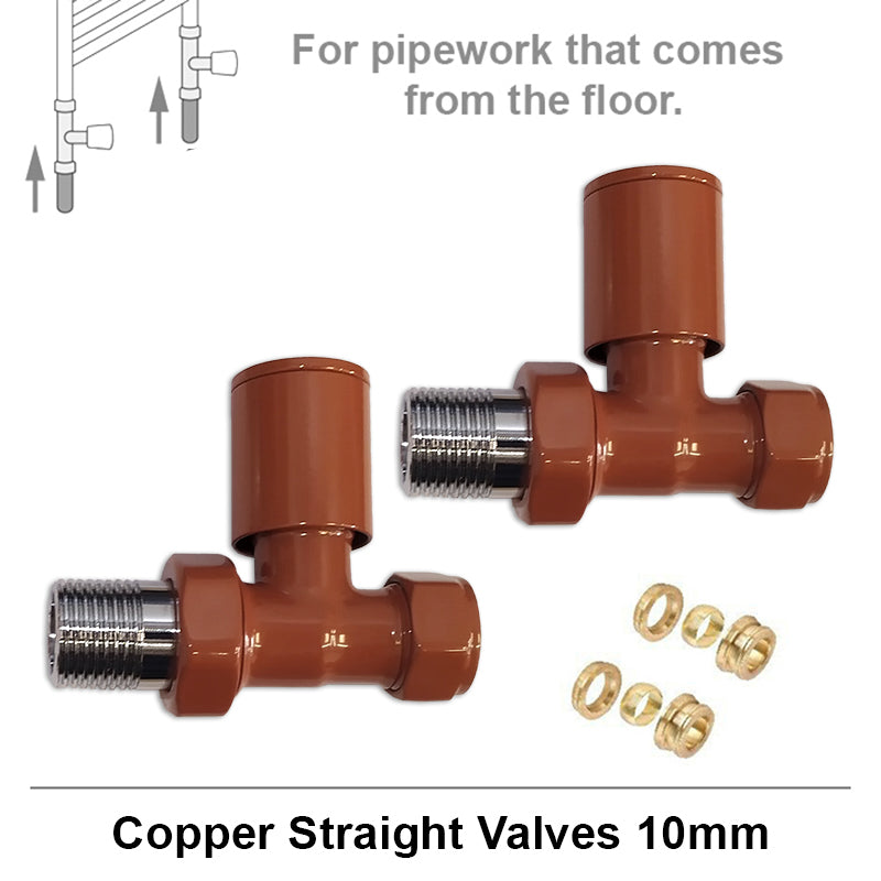 Straight Copper Look Radiator Valves Pair Set 10mm Pair – Myhomeware