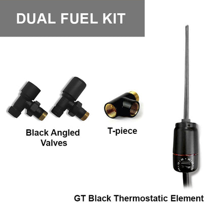  Black Dual Fuel KIT Thermostatic Heating Element Electric GT Thermostatic Heating Element + Valves + T-Piece 