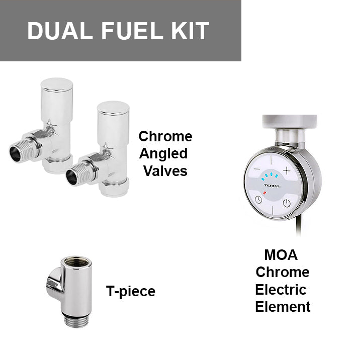  Terma Moa Chrome Dual Fuel Kit for Heated Towel Rails Electric Element, Valves, T Piece