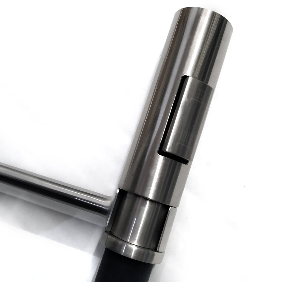 Stainless Kitchen Faucet 360 Flexible Bendable Swivel Dual Spray Chrome Tap Mixer Black Hose Model KPY-3133
