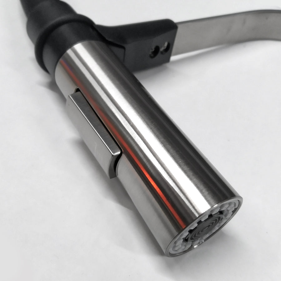 Stainless Kitchen Faucet 360 Flexible Bendable Swivel Dual Spray Chrome Tap Mixer Black Hose Model KPY-3154