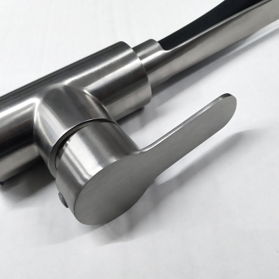  Stainless Kitchen Faucet 360 Flexible Bendable Swivel Dual Spray Chrome Tap Mixer Black Hose Model KPY-3154