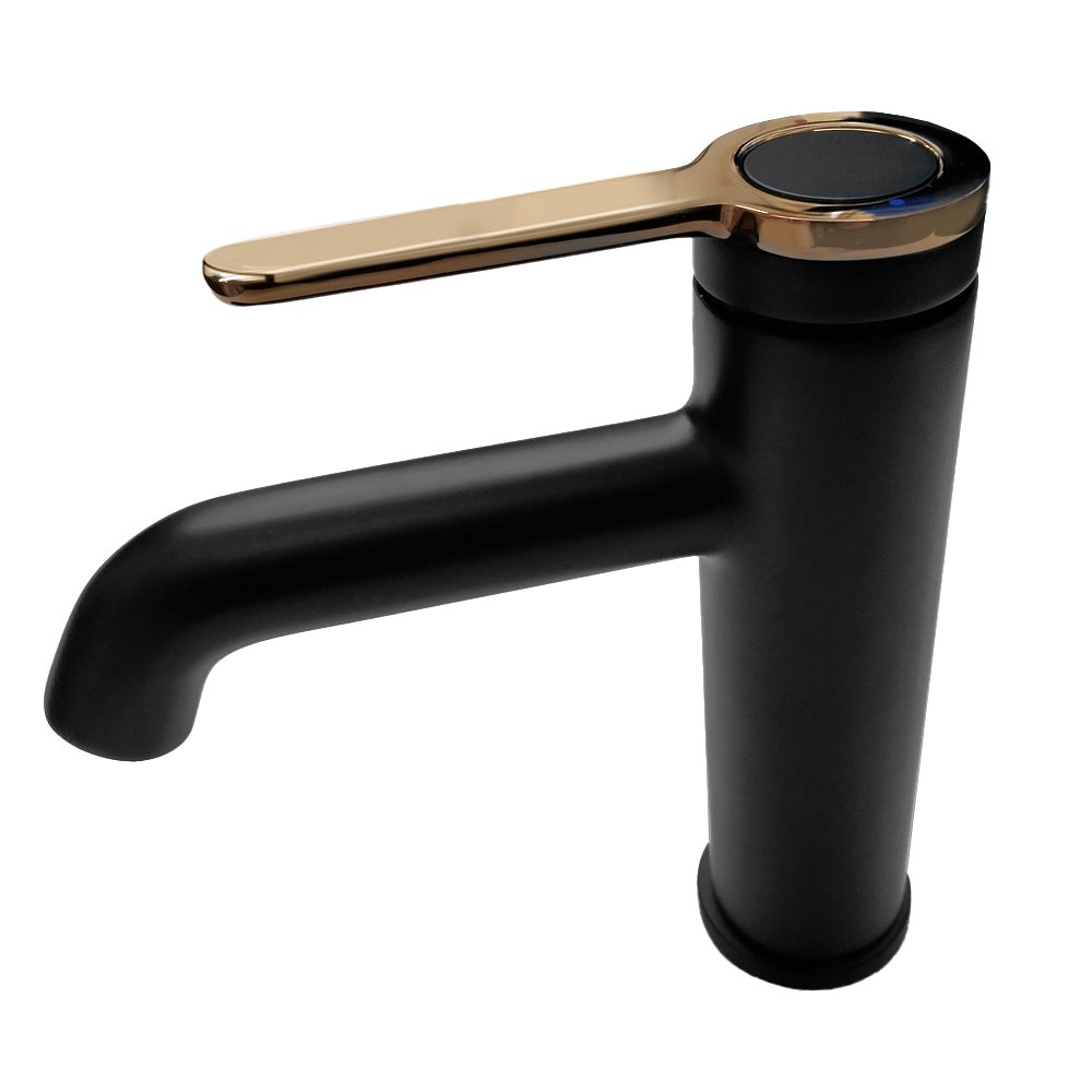  Black Brass Elegant Bathroom Tap With a Pale Gold Handle KPY-1212512BJ