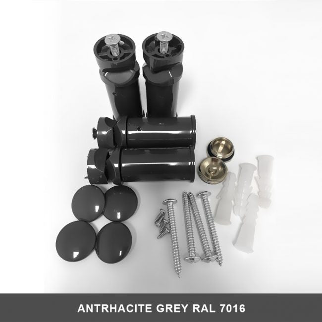  450mm Wide - 1600mm High Anthracite Grey Heated Towel Rail Radiator