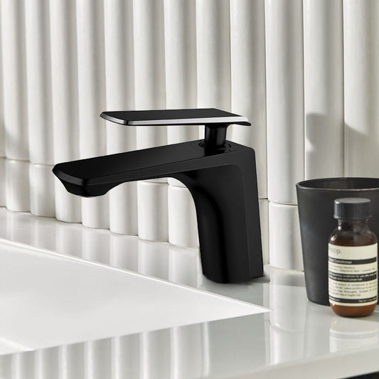 Black Brass Elegant Bathroom Tap With a Silver Detail KPY-1248548BC 