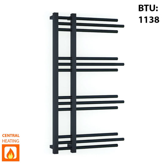 500mm Wide - 900mm High Sydney Black Designer Heated Towel Rail Radiator 