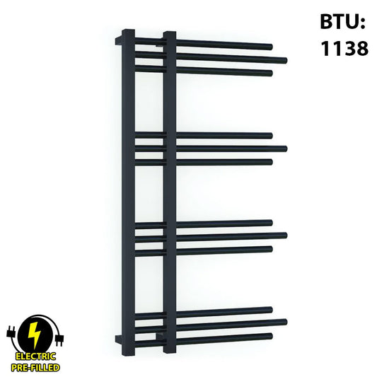 500mm Wide – 900mm High Sydney Electric Black Designer Heated Towel Rail Radiator