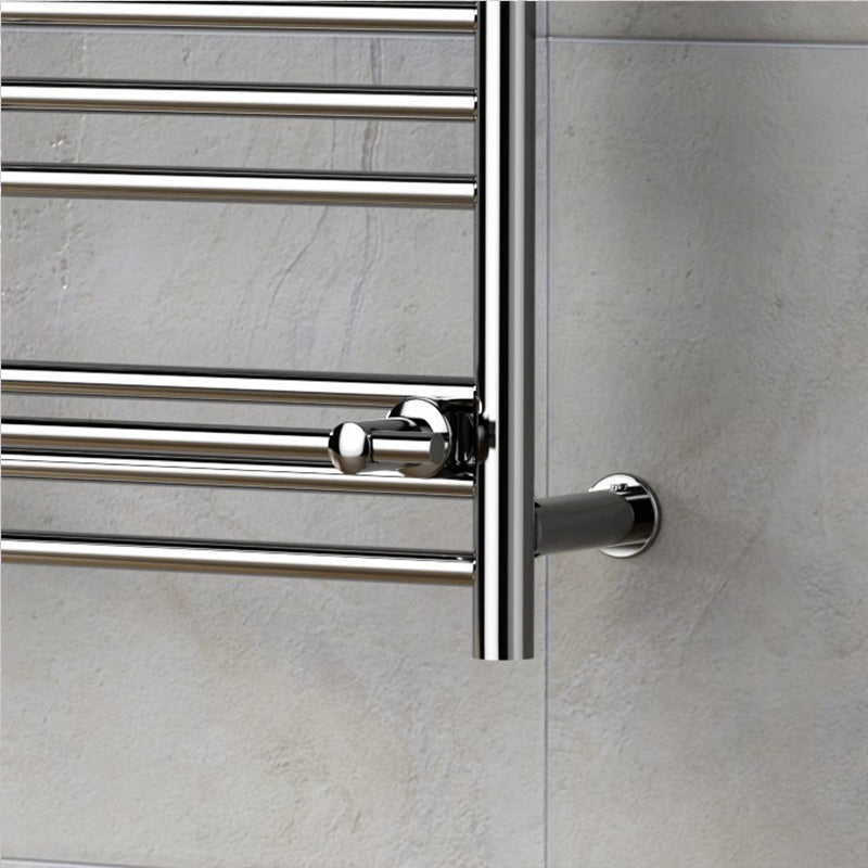  Dual Fuel 490 x 680mm Straight Chrome Shelf Designer Heated Towel Rail Radiator- (incl. Valves + Electric Heating Kit)