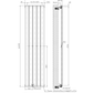 376mm x 1600mm Black Designer Vertical Single Flat Panel Radiator, 2131 BTU 