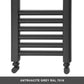 600mm Wide - 600mm High Anthracite Grey Heated Towel Rail Radiator 
