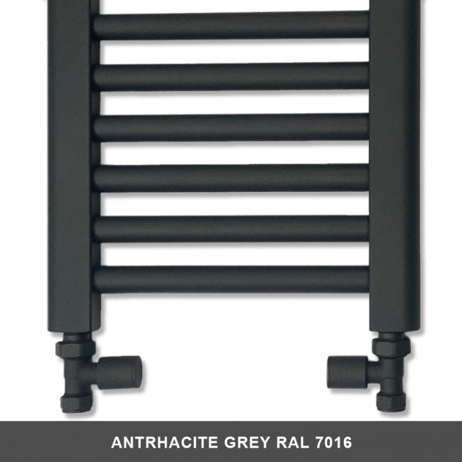 400mm Wide - 1600mm High Anthracite Grey Heated Towel Rail Radiator