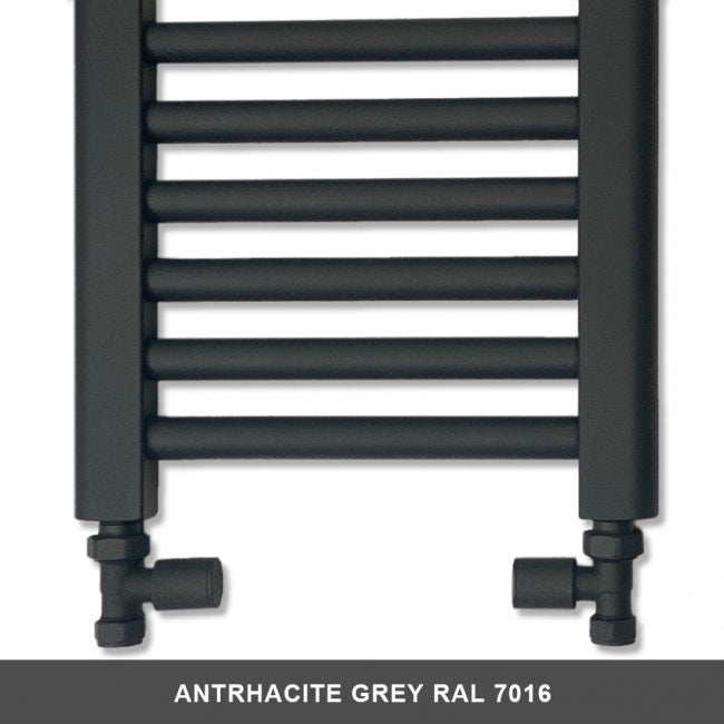 600mm Wide - 1200mm High Anthracite Grey Heated Towel Rail Radiator