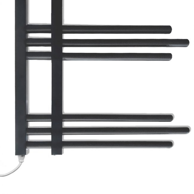 500mm Wide – 1200mm High Sydney Black Electric Designer Heated Towel Rail Radiator