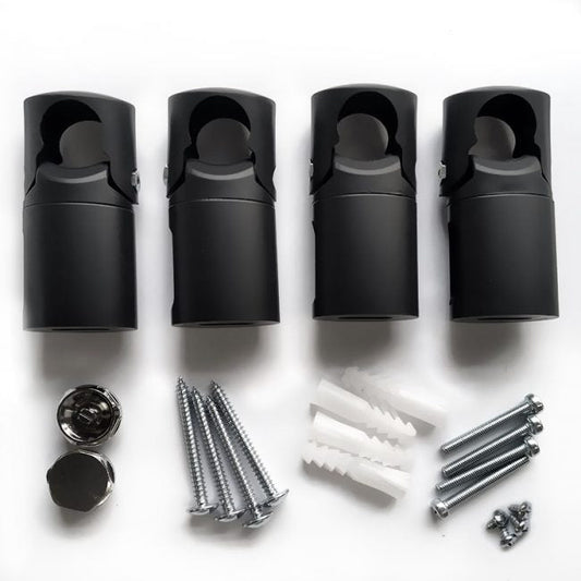 Black Clamp Brackets for Towel Rail Radiators Flat/Curved (19mm, 22mm, 25mm)