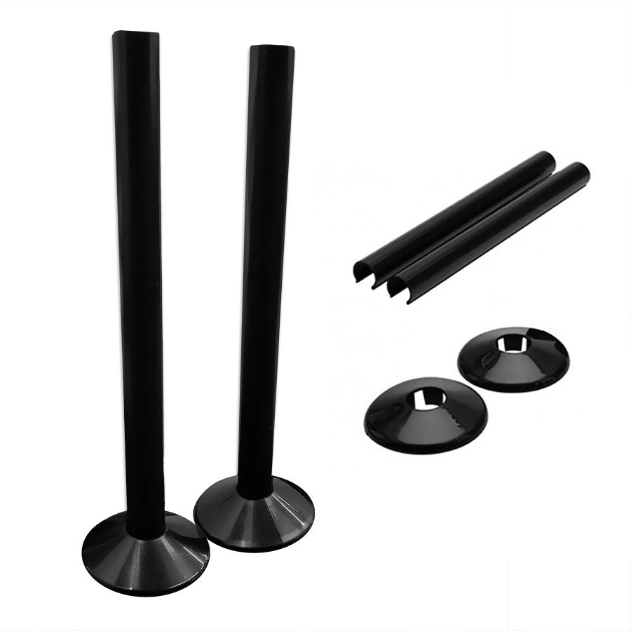 Black Pipe Covers and Collars For 15mm Towel Rail Radiator Pipes Eas