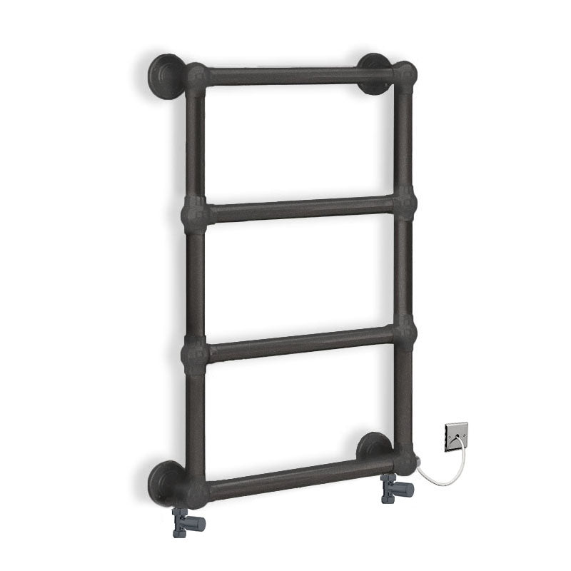  Dual Fuel 500 x 750mm Straight Anthracite Grey Designer Heated Towel Rail Radiator - (incl. Valves + Electric Heating Kit)