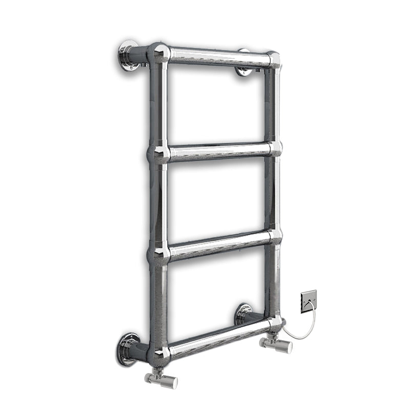 Dual Fuel 500 x 750mm Straight Chrome Charlotte Designer Heated Towel Rail Radiator Valves Electric Heating Kit)