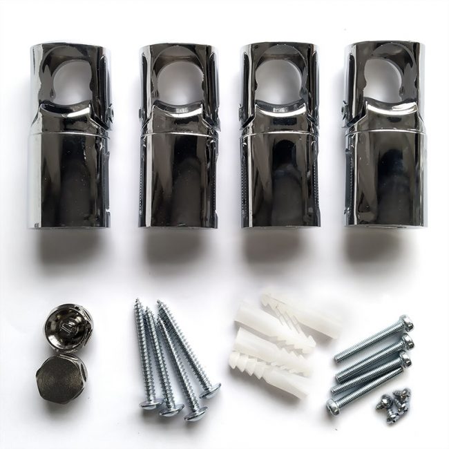 Chrome Clamp Brackets for Towel Rail Radiators Flat/Curved (19mm, 22mm