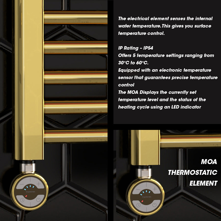 Terma MOA Electrical Towel Rail Radiator Heating Element Gold