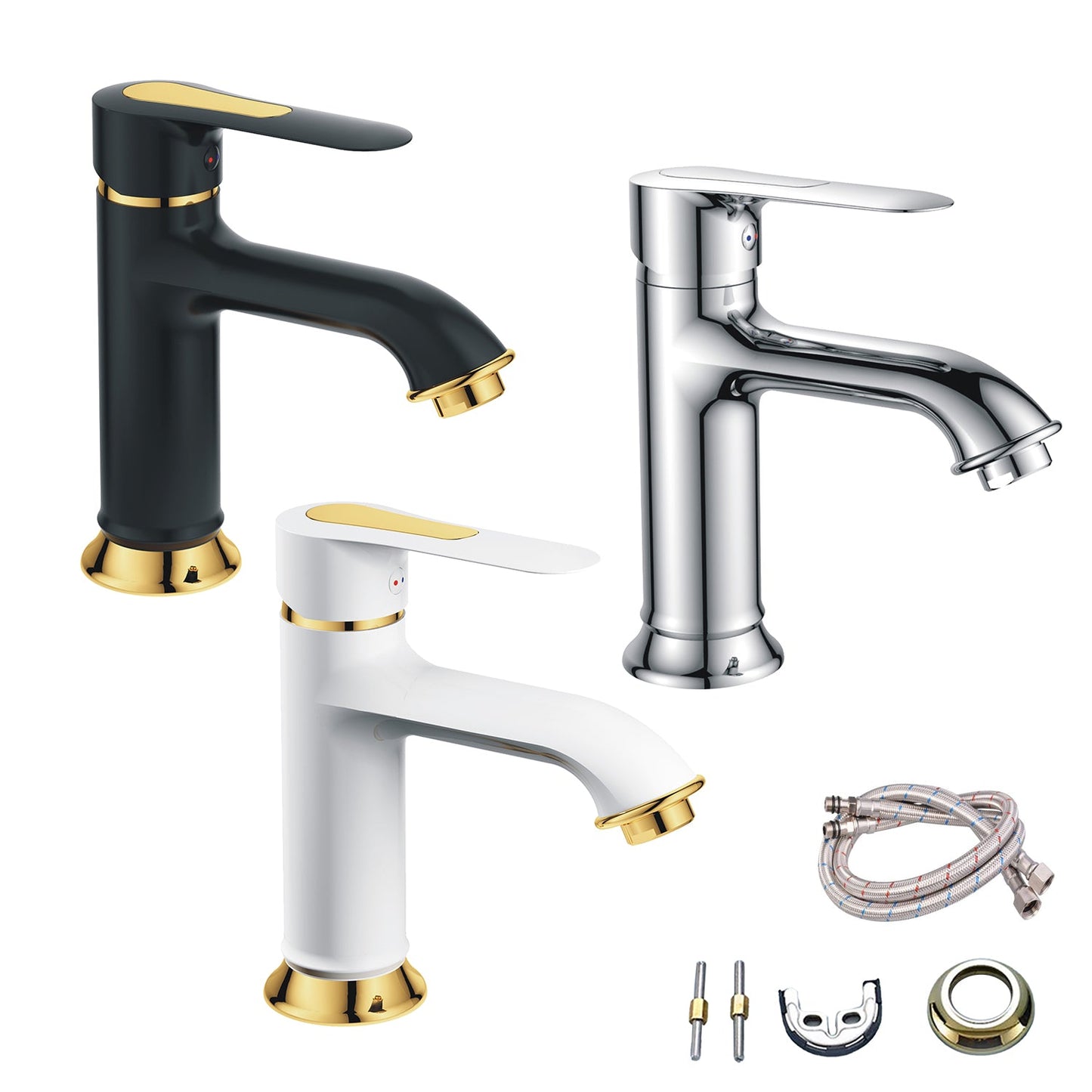  Bathroom Sink Tap Brass Single Lever Faucet Mixer Black White Chrome Gold
