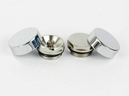 Two Chrome Cover Cap for Towel Rail Radiator blanking plug and air vent valve