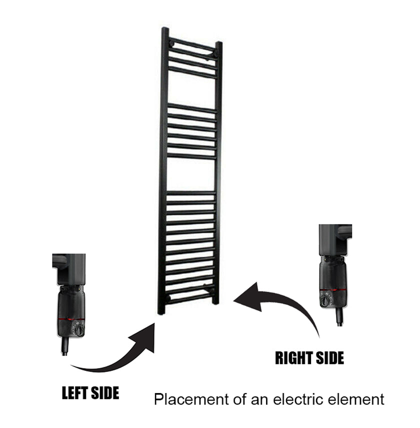  Black Thermostatic Heating Electric Element For Heated Towel Rail Radiator GT With T-Pieces