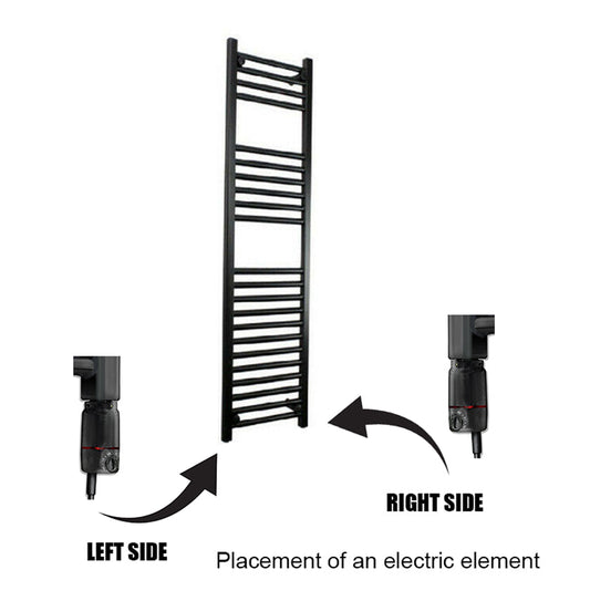 Black Thermostatic Heating Electric Element For Heated Towel Rail Radiator GT With T-Pieces 