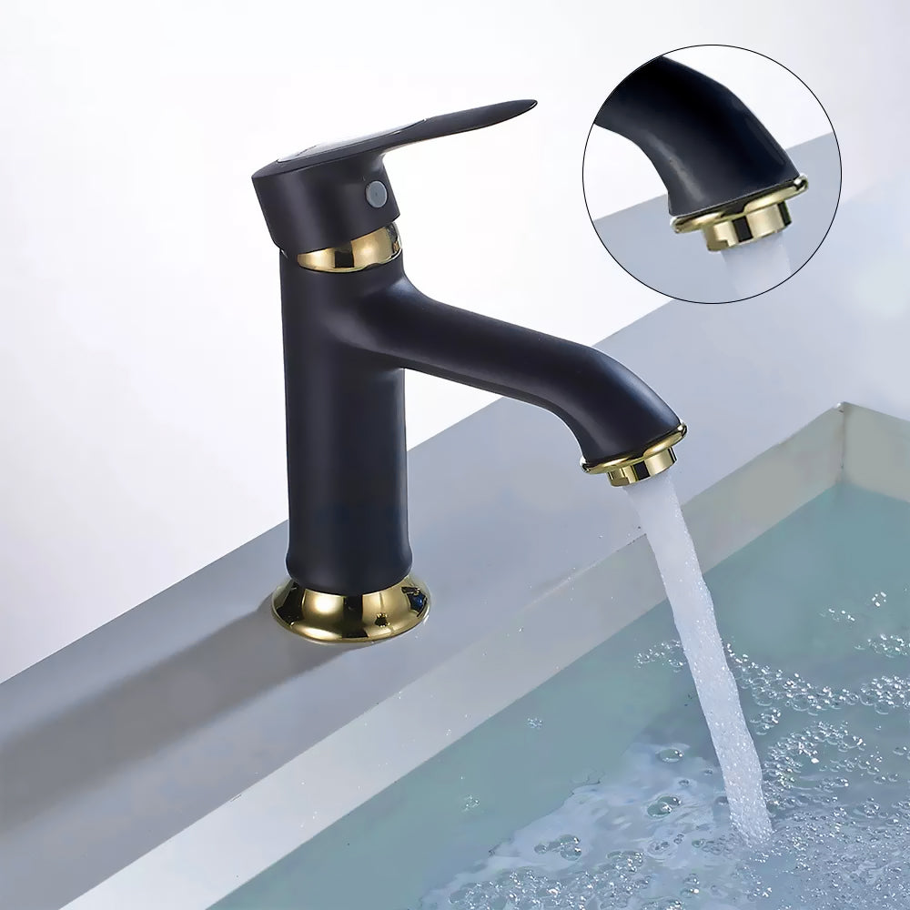 Bathroom Sink Tap Brass Single Lever Faucet Mixer Black White Chrome Gold