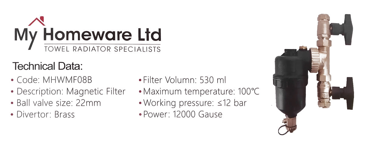 Inline Magnetic Filter For Boiler - Central Heating - 22mm