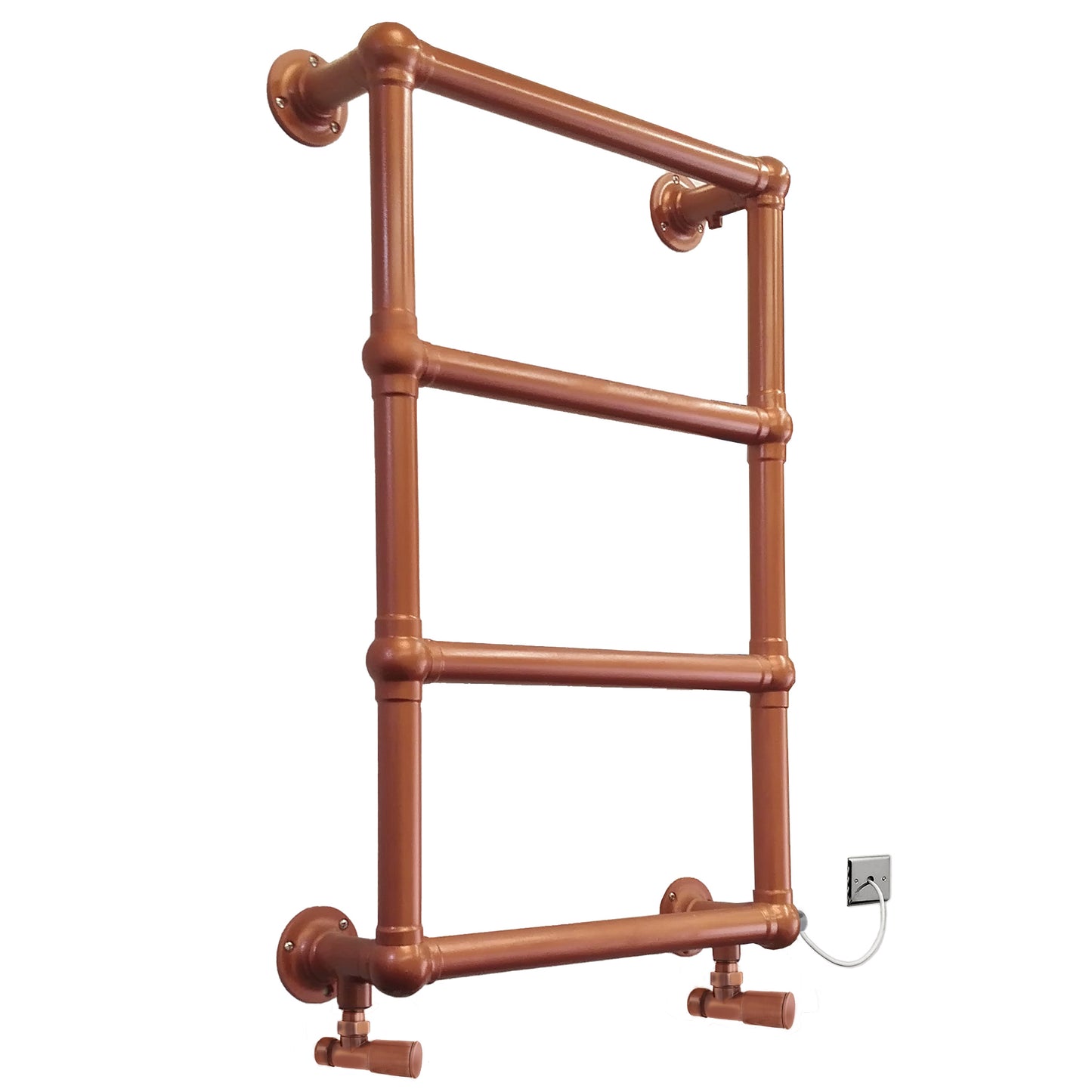  Dual Fuel 500 x 750mm Copper Look Designer Heated Towel Rail - (incl. Valves + Electric Heating Kit)