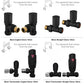 400mm Wide - 1600mm High Flat Black Heated Towel Rail Radiator 