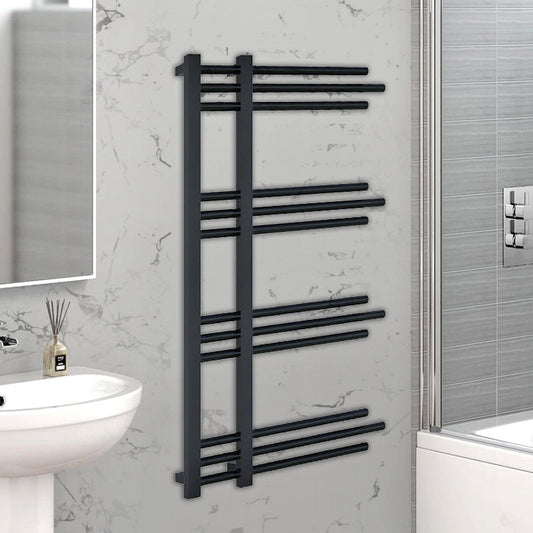 500mm Wide - 900mm High Sydney Black Designer Heated Towel Rail Radiator