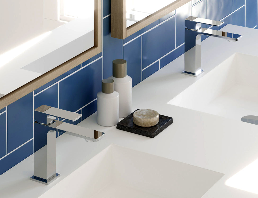 Designer Taps Geometric Chrome Basin Mixer Tap – Single Lever Brass Bathroom Sink Fa ...