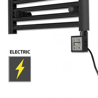  300mm Wide - 1700mm High Flat Black Electric Heated Towel Rail Radiator 