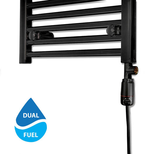 Black Thermostatic Heating Electric Element For Heated Towel Rail Radiator GT With T-Pieces