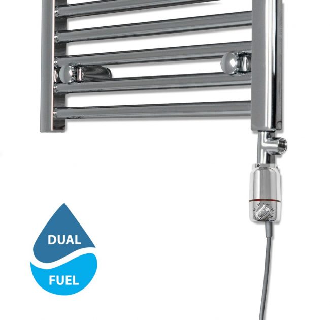  Chrome Thermostatic Heating Electric Element For Heated Towel Rail Radiator GT With T-Pieces