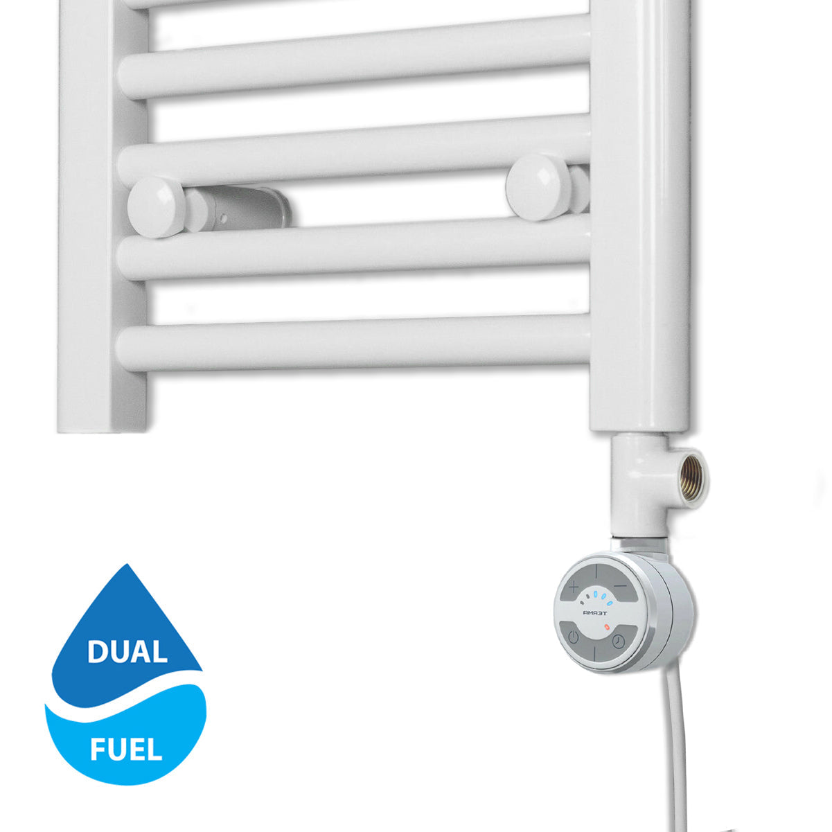Terma MOA Thermostatic Electric Element for Heated Towel Rail Radiator White Conversion Kit With T-Pieces