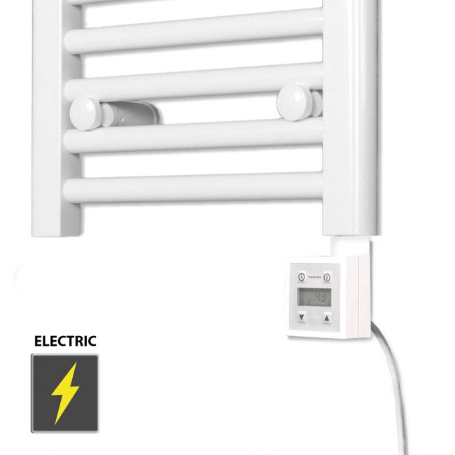  300mm Wide - 600mm High Flat White Electric Heated Towel Rail Radiator