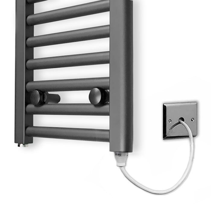 300mm Wide - 1000mm High Anthracite Grey Electric Heated Towel Rail Radiator